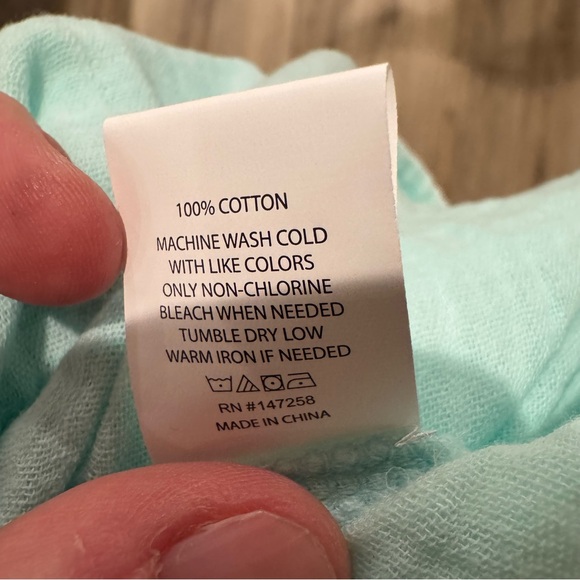 NWT Simplify Southern Babydoll Seafoam Short Sleeve Shirt Cotton Gauze Pintuck - Picture 8 of 14